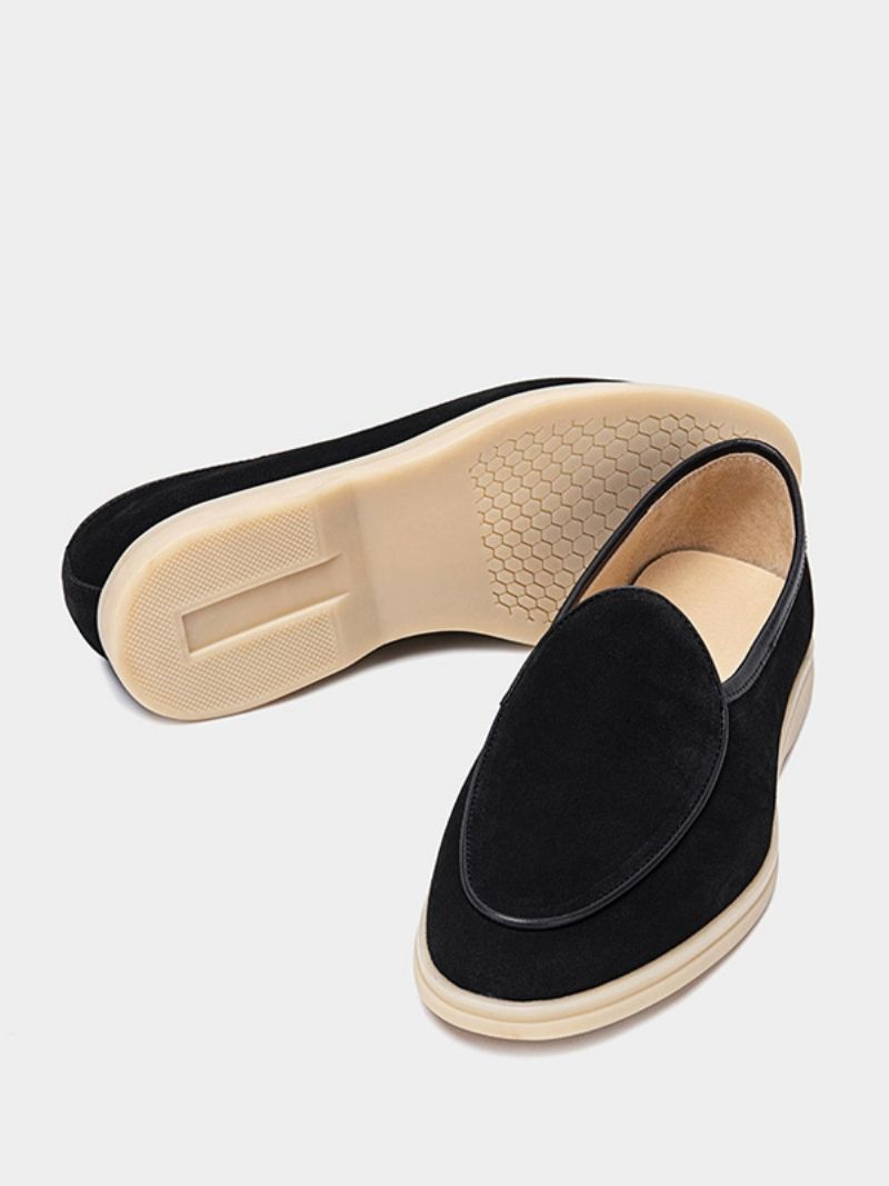 Herre Loafer Slip-on Rund Tå Okselædssko - Sort