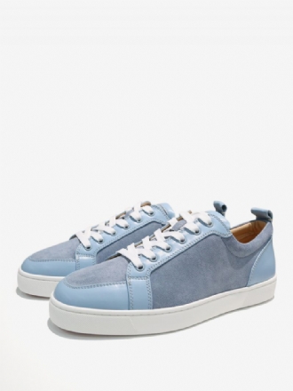 Herre Lyse Himmelblå Rund Toe Slip On Sneakers