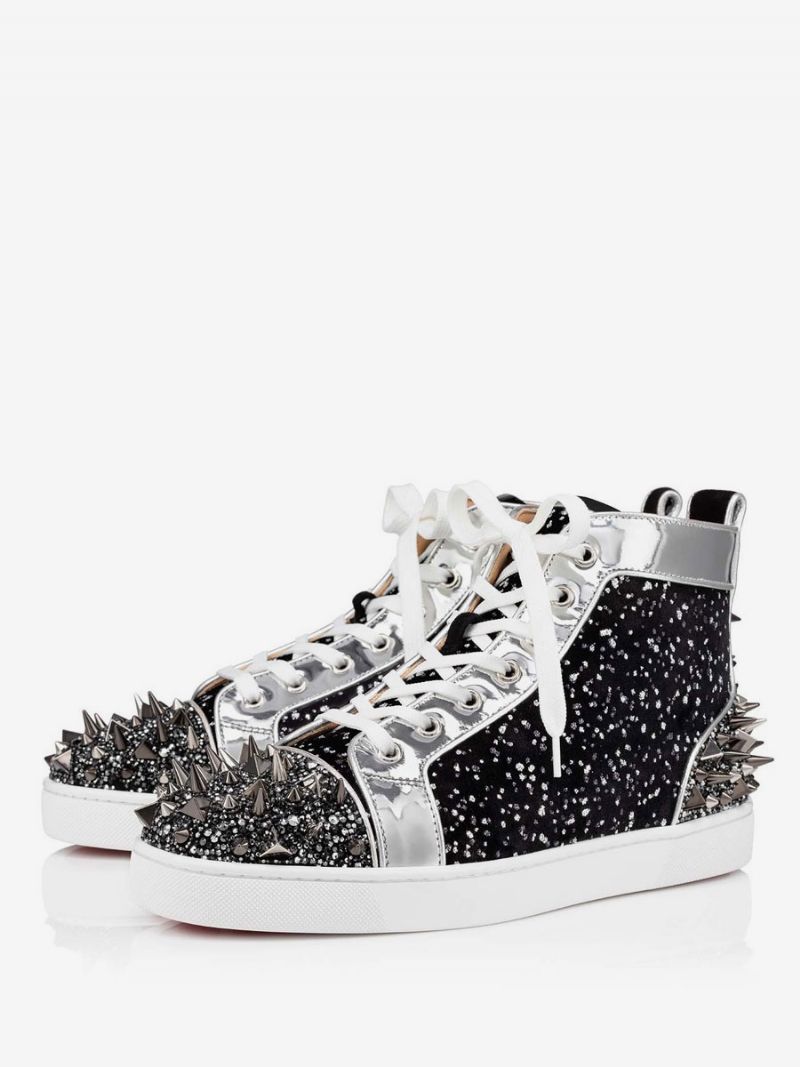 Herre Rhinestones Spiked High Top Sneakers Prom Festsko