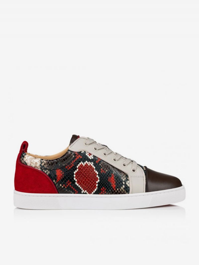 Herre Skate Sneakers Patchwork Sanke Mønster Snøre - Bourgogne