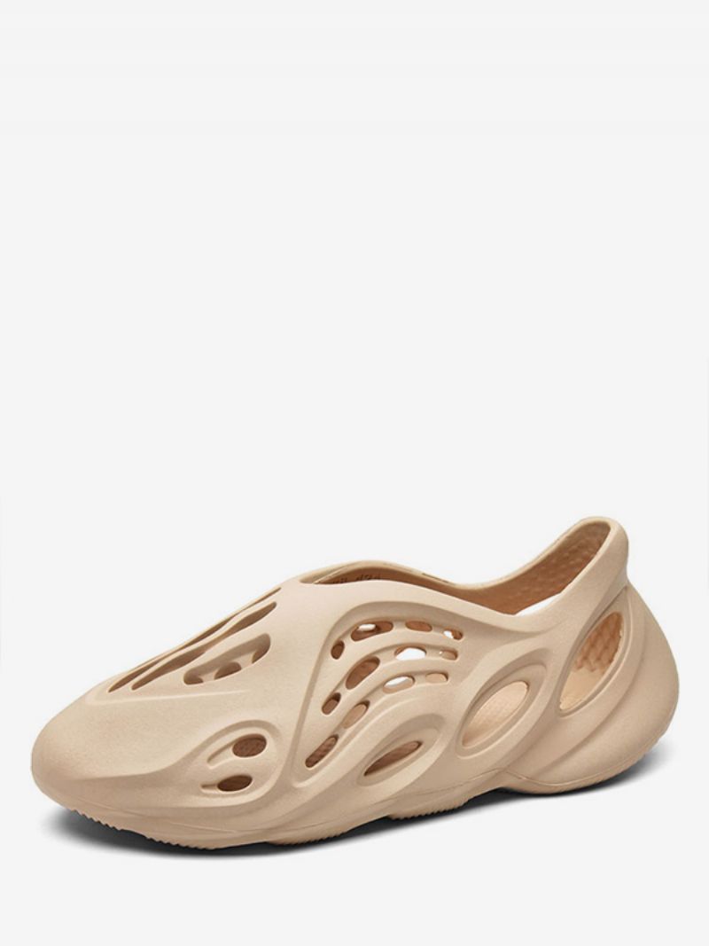 Herre Slip-on Artwork Læder Gummisål Sommersandaler - Beige