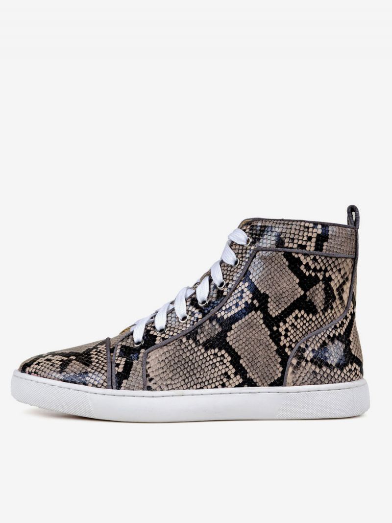 Herre Snakeskin High Top Sneakers Skateboard Sko