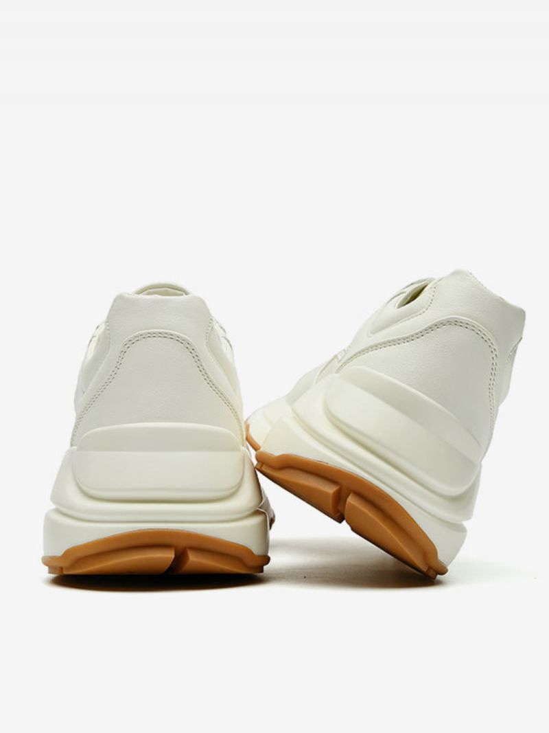 Herre Sneakers Comfy Pu Læder Rund Tå - Beige