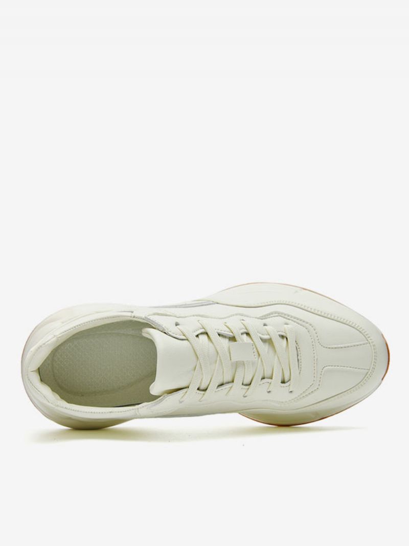 Herre Sneakers Comfy Pu Læder Rund Tå - Beige