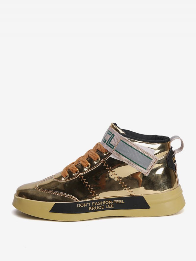 Herre Sneakers Mode Pu Læder Rund Tå Monk Strap Skate Sko - Guld