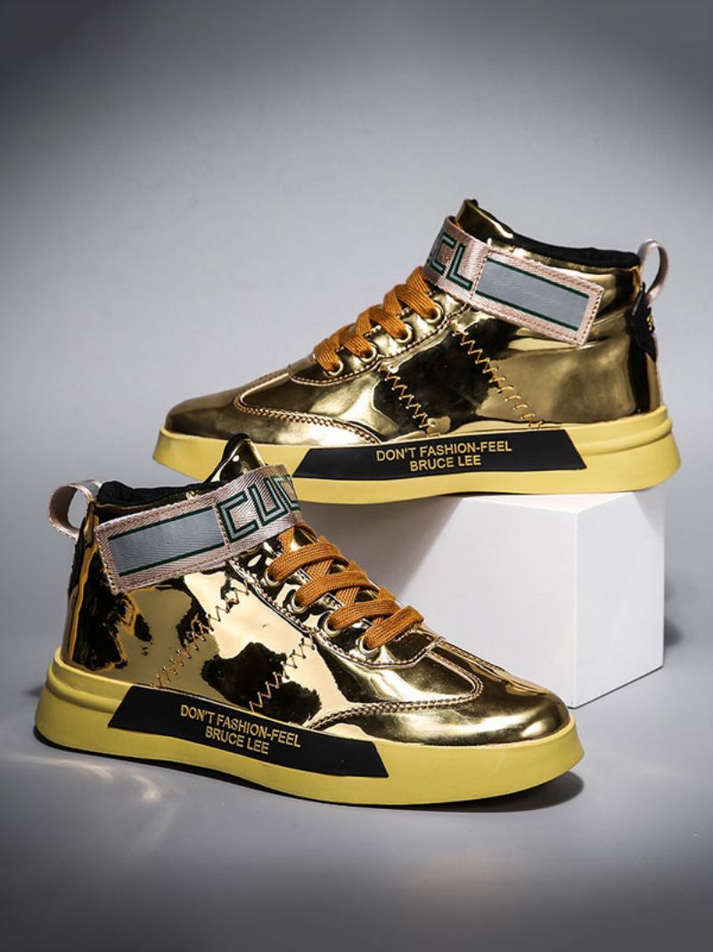 Herre Sneakers Mode Pu Læder Rund Tå Monk Strap Skate Sko - Guld