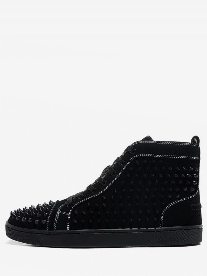 Herre Sort Ruskind High Top Sneakers Spikes Sko