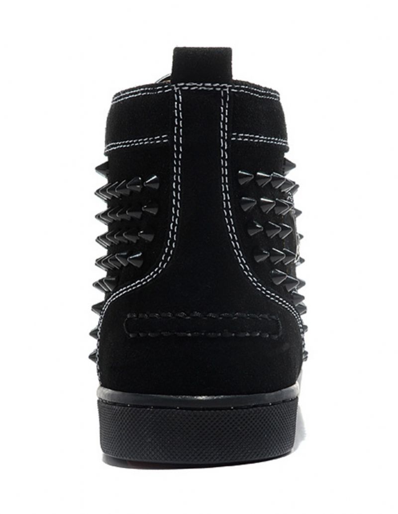 Herre Sort Ruskind High Top Sneakers Spikes Sko - Sort