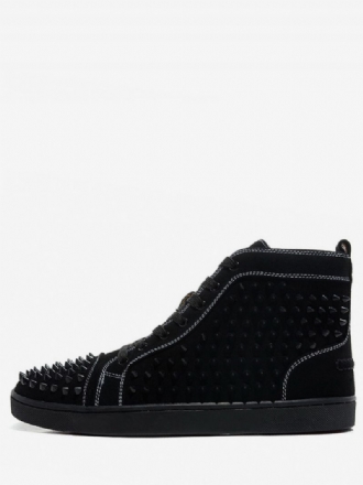 Herre Sort Ruskind High Top Sneakers Spikes Sko