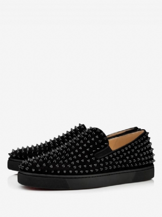 Herre Sort Ruskind Slip-on Spike Sneakers Prom Bryllupssko