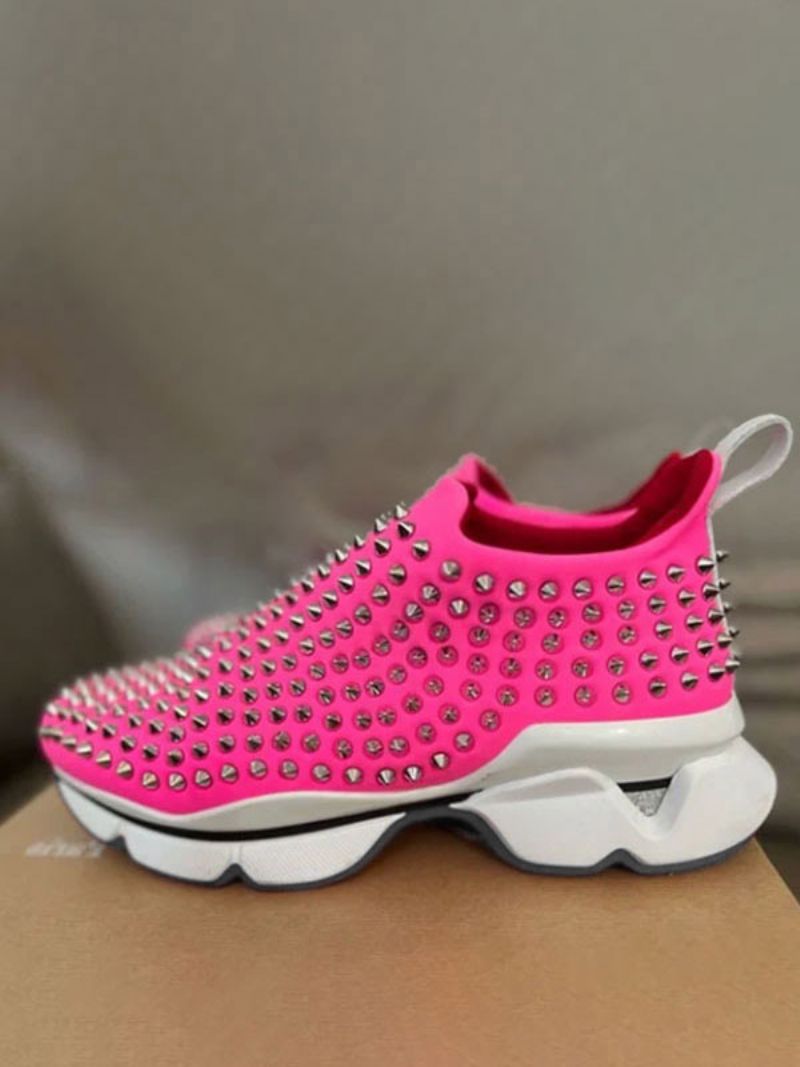 Herre Sort Slip On Prom Party Sneakers Sko Sportssko Med Nitter - Rose