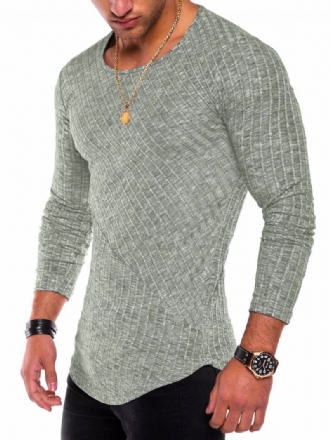 Herre T-shirts Casual Jewel Neck Lange Ærmer