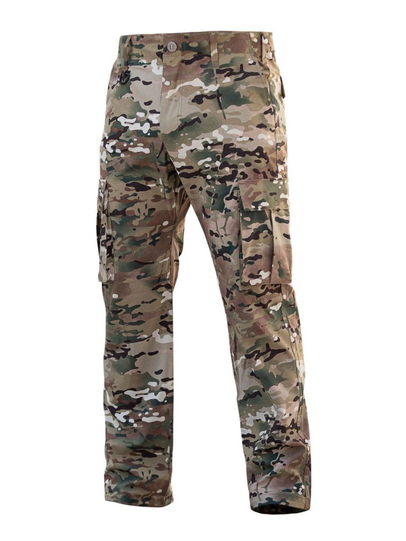 Herrebukser Casual Uregelmæssig Camouflage Naturlig Talje Tilspidset Pasform Hunter Green - Camouflage