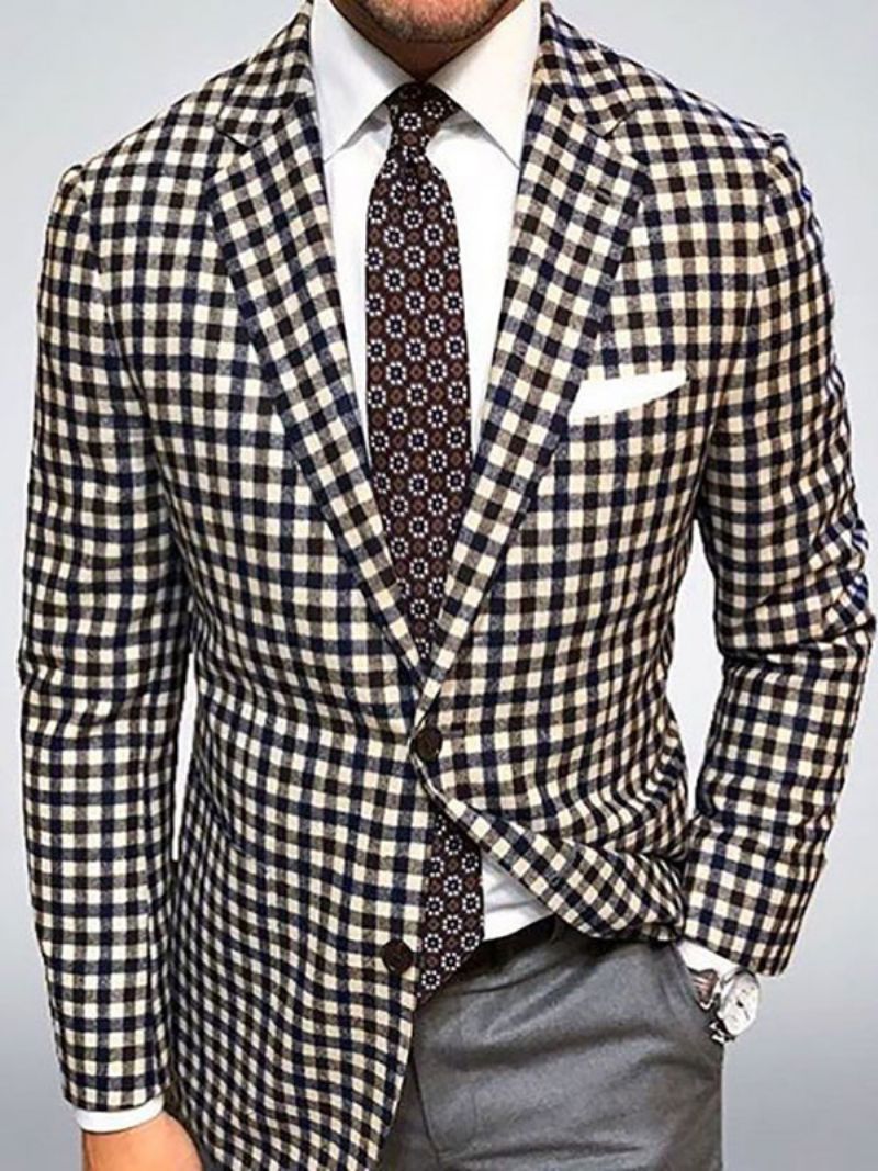 Herrejakke Plaid Polyester Stilfuld