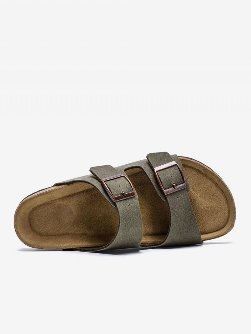 Herresandaler Slip-on Color Block Pu Læder Splitsål - Kaffe Brun