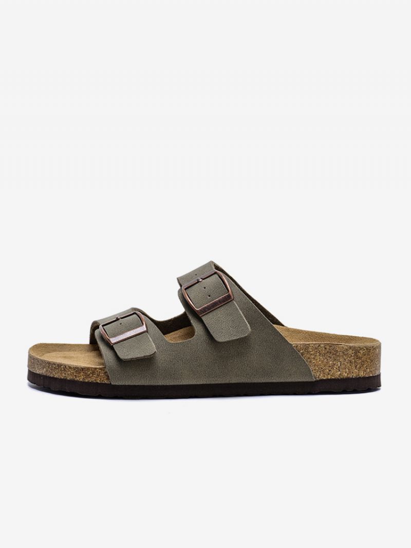 Herresandaler Slip-on Color Block Pu Læder Splitsål - Kaffe Brun