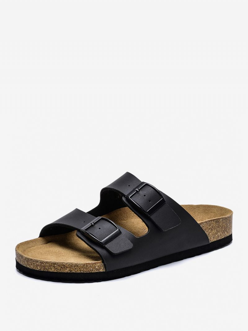 Herresandaler Slip-on Color Block Pu Læder Splitsål - Sort