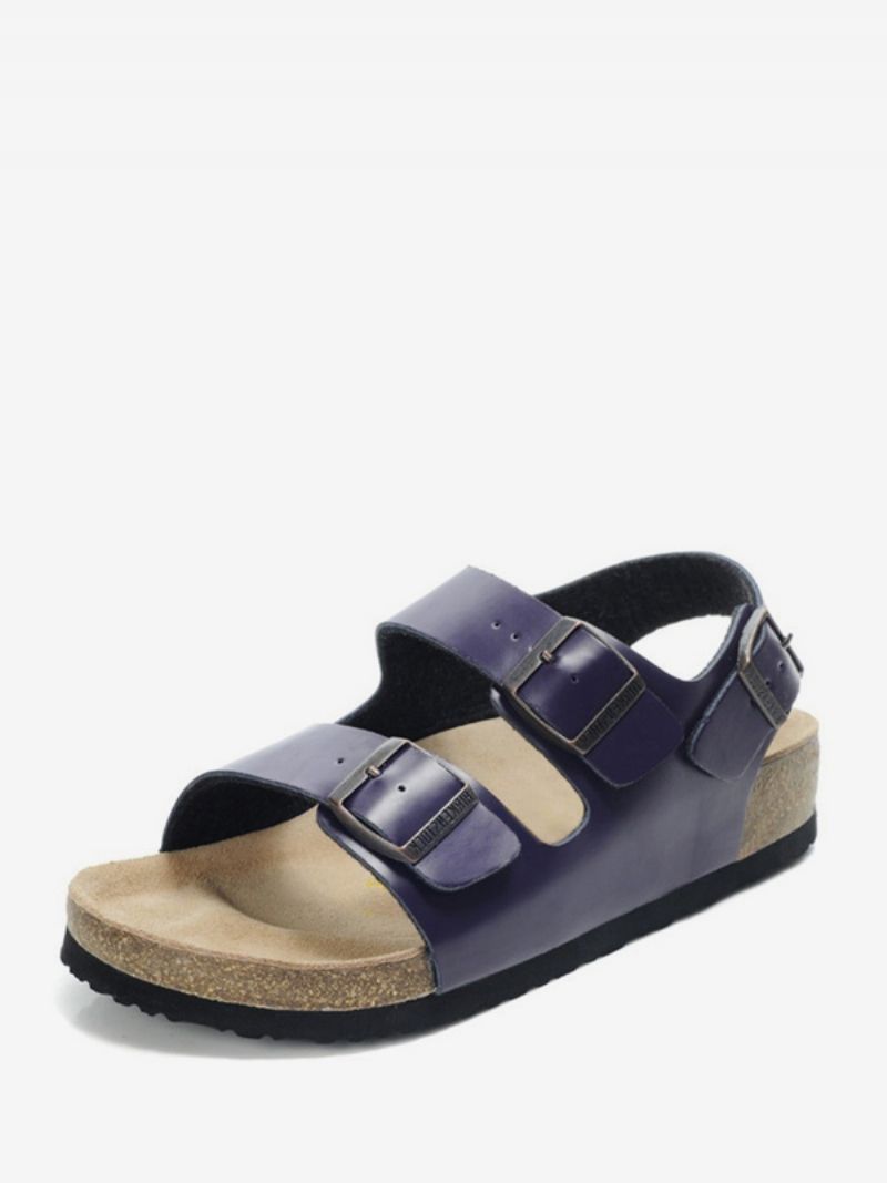 Herresandaler Slip-on Justerbar Strap Spænde Hjemmesko Flade Sandaler - Lilla