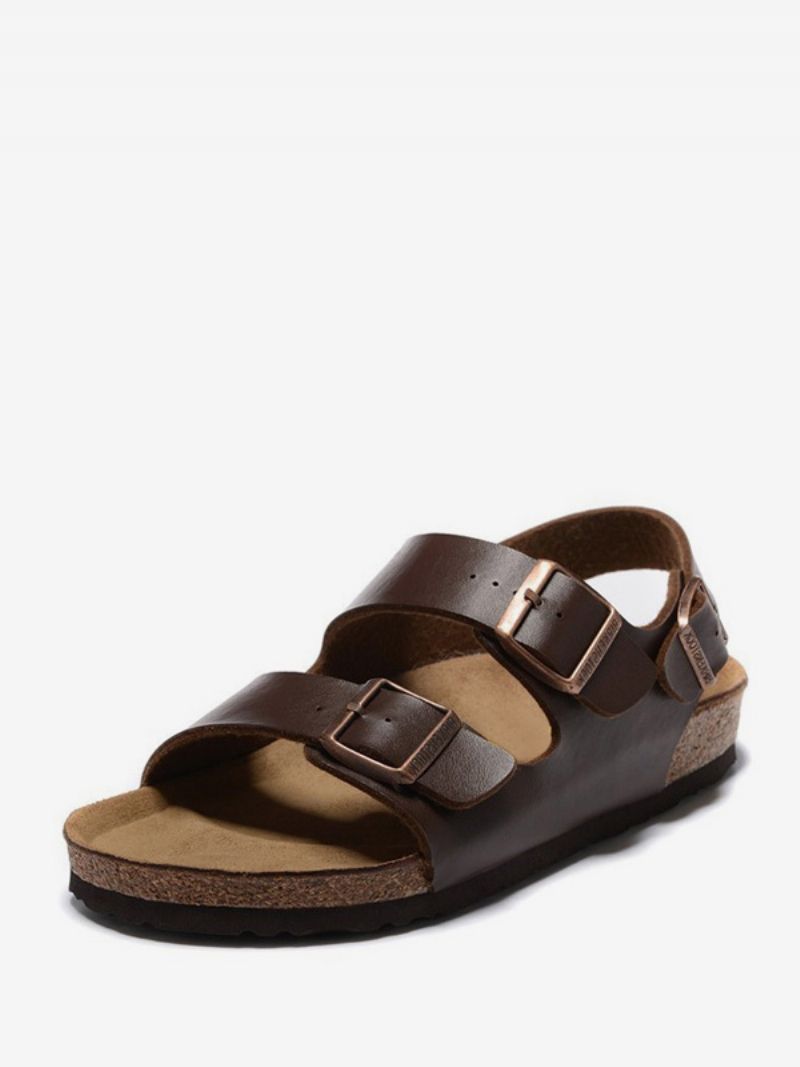 Herresandaler Slip-on Justerbar Strap Spænde Hjemmesko Flade Sandaler - Chokolade