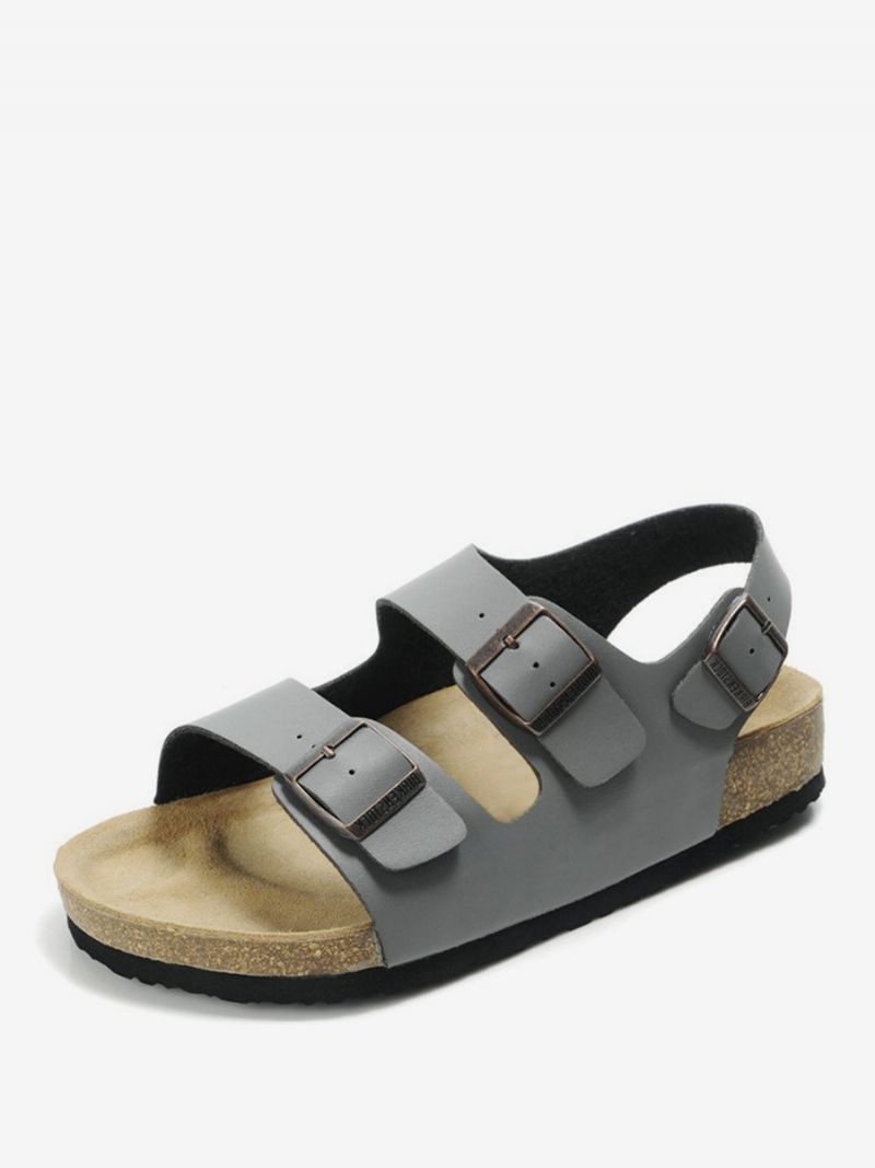 Herresandaler Slip-on Justerbar Strap Spænde Hjemmesko Flade Sandaler - Grå