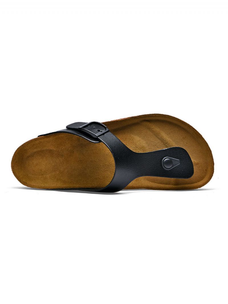 Herresandaler Slip-on Kohud Gummisål - Sort