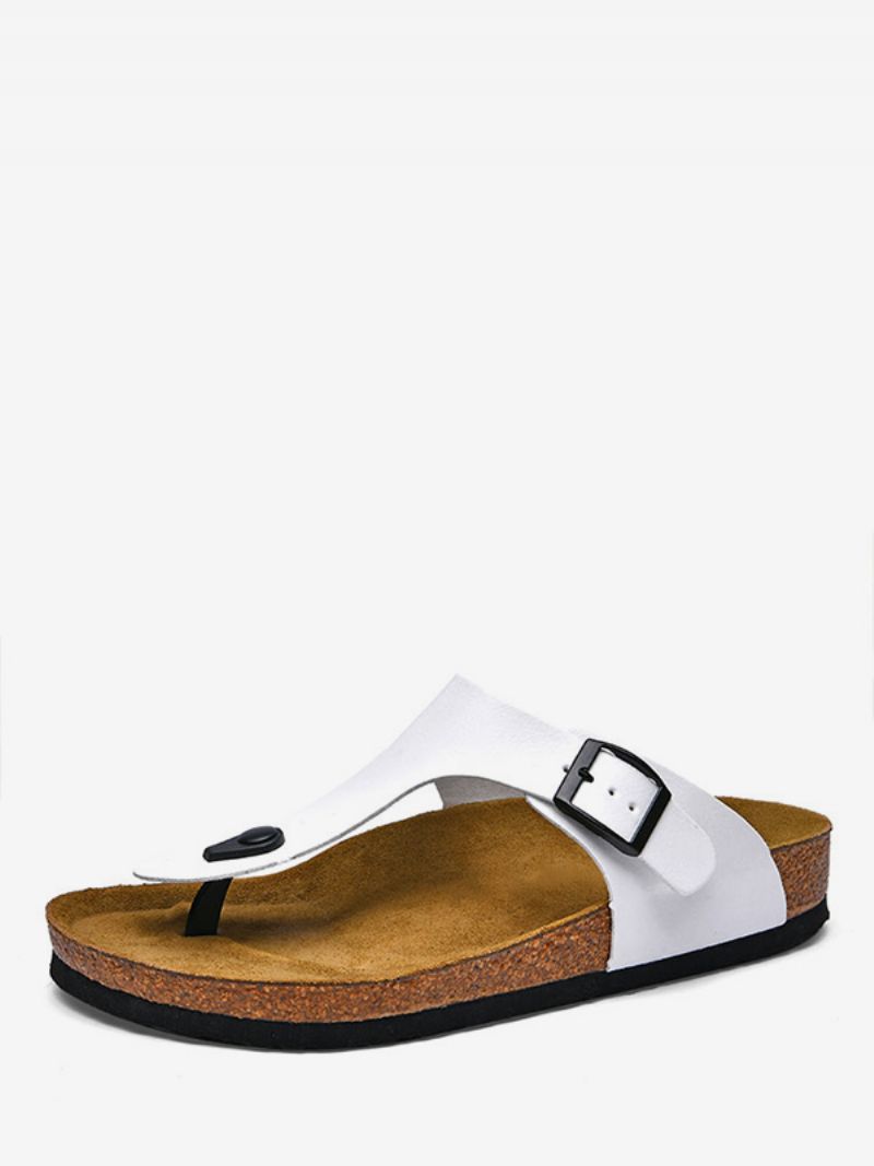 Herresandaler Slip-on Kohud Gummisål - Hvid