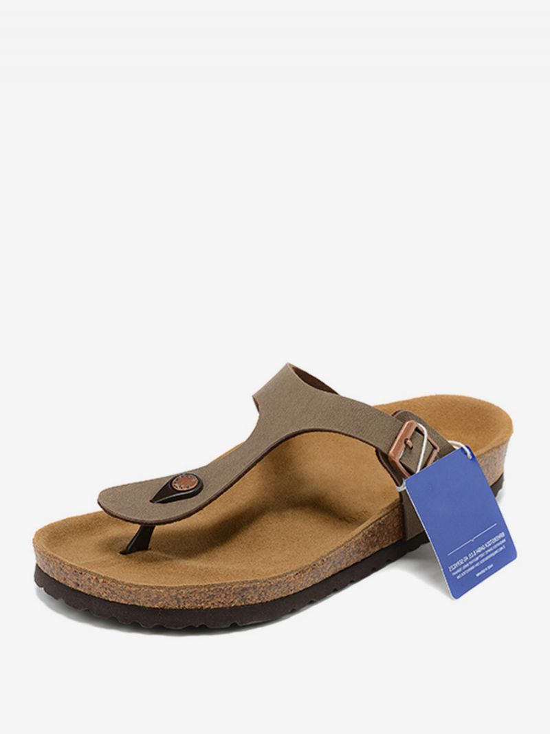 Herresandaler Slip-on Kohud Hjemmesko Flade Sandaler - Kaffe Brun