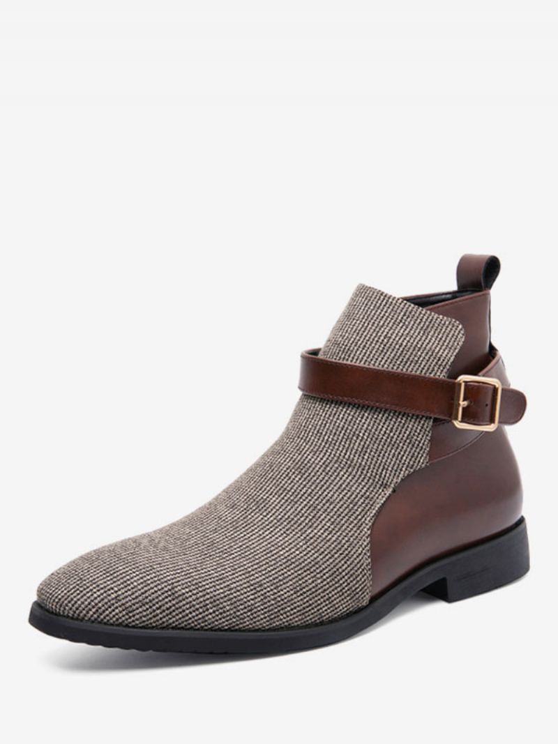 Herrestøvler Chukka-støvler Pu-læder Jodhpur-støvler Spænde - Beige