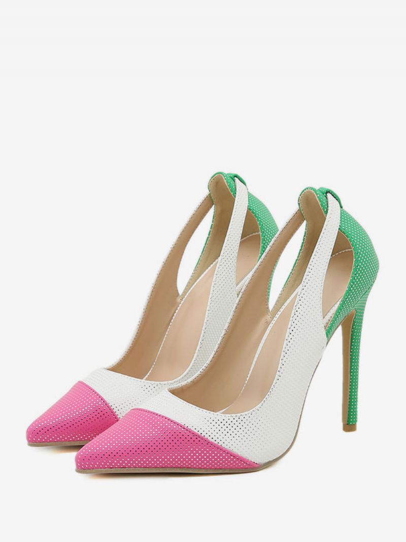 High Heel Pumps Kvinder Spidstå Stiletto Slip On Dress Sko - Hvid