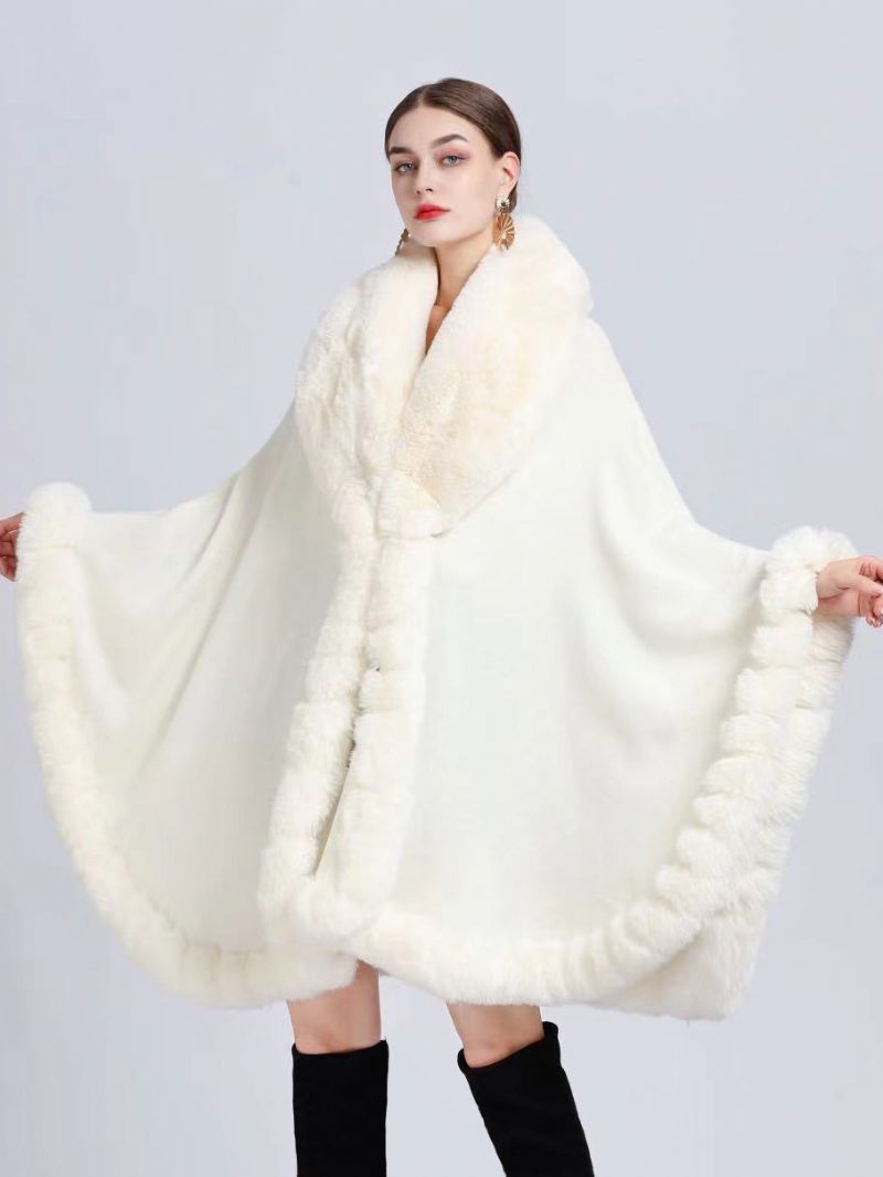 Kappe Cape Faux Fur Bride Wraps Poncho Coat Til Kvinder