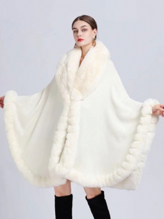 Kappe Cape Faux Fur Bride Wraps Poncho Coat Til Kvinder