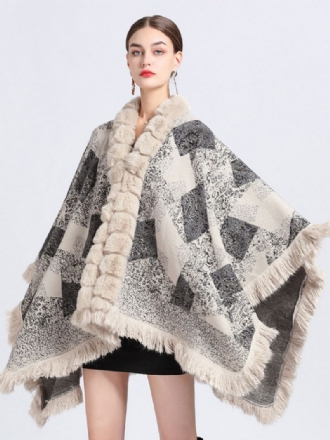 Kappe Cape Faux Fur Wraps Sjal Spring Poncho Coat Til Kvinder