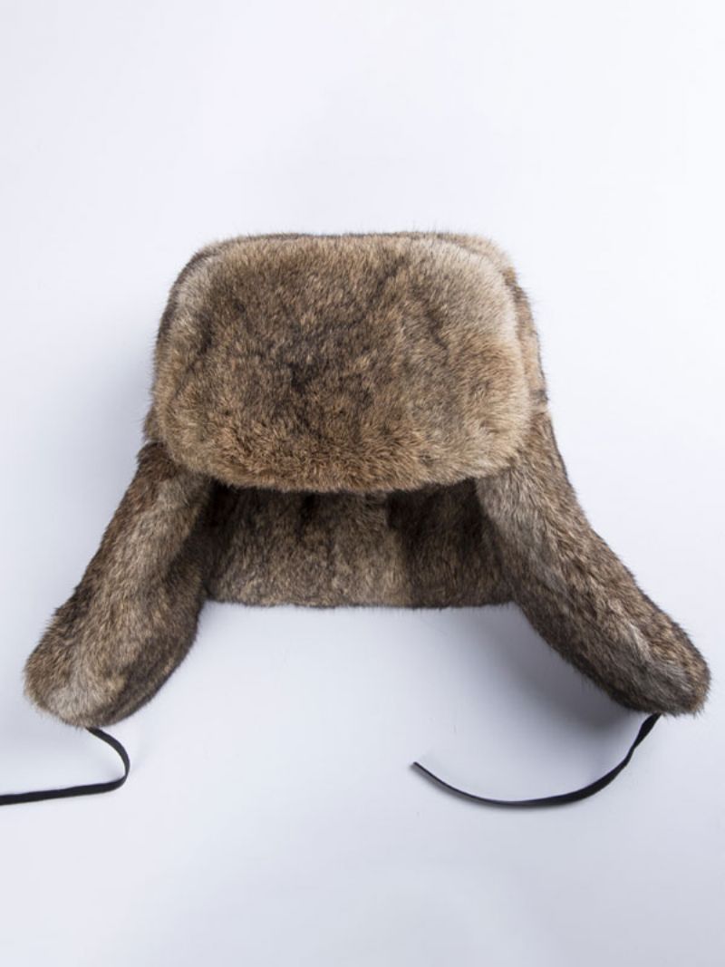 Kasketter Til Mænd Moderne Faux Fur Vinter Varme Hatte Russisk Ushanka Hat - Khaki