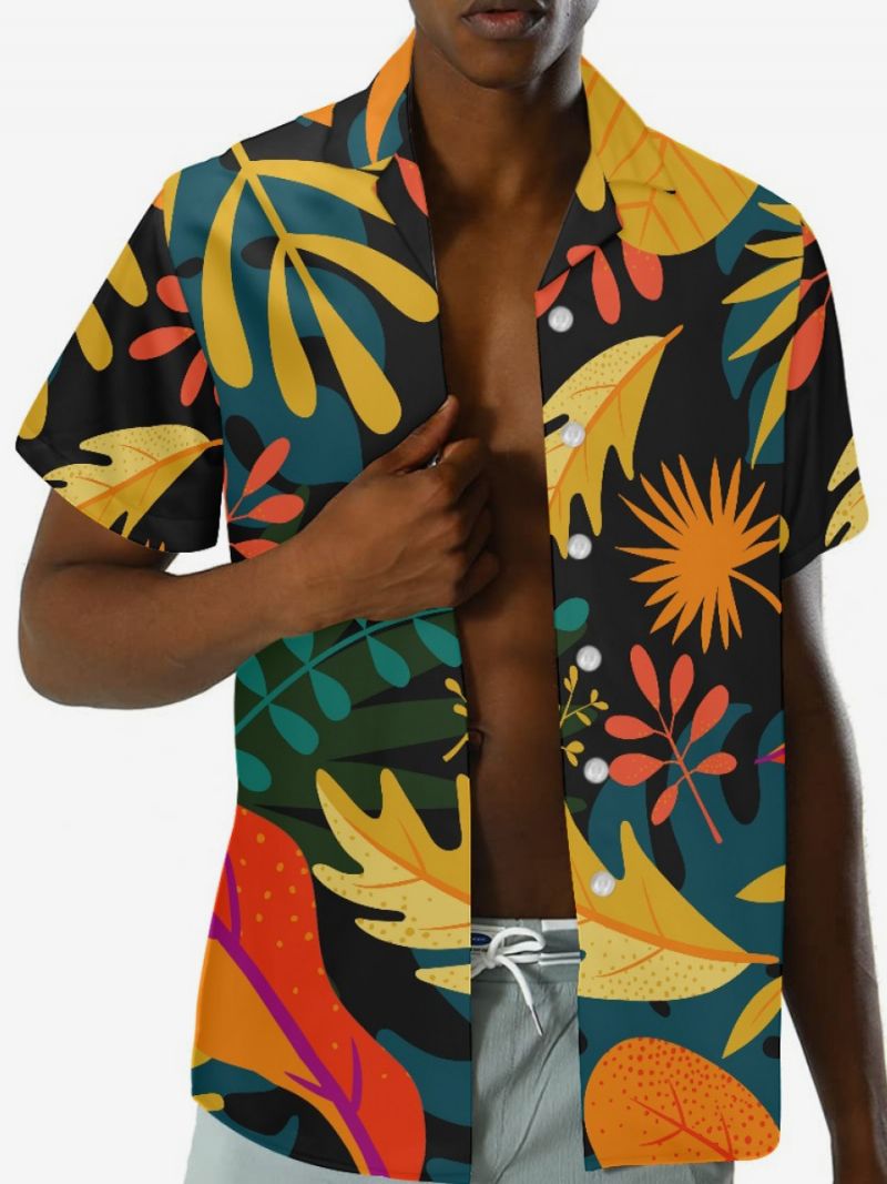 Kortærmet Hawaii-skjorte Til Mænd Tropical Printed Hawaii Vacation Top