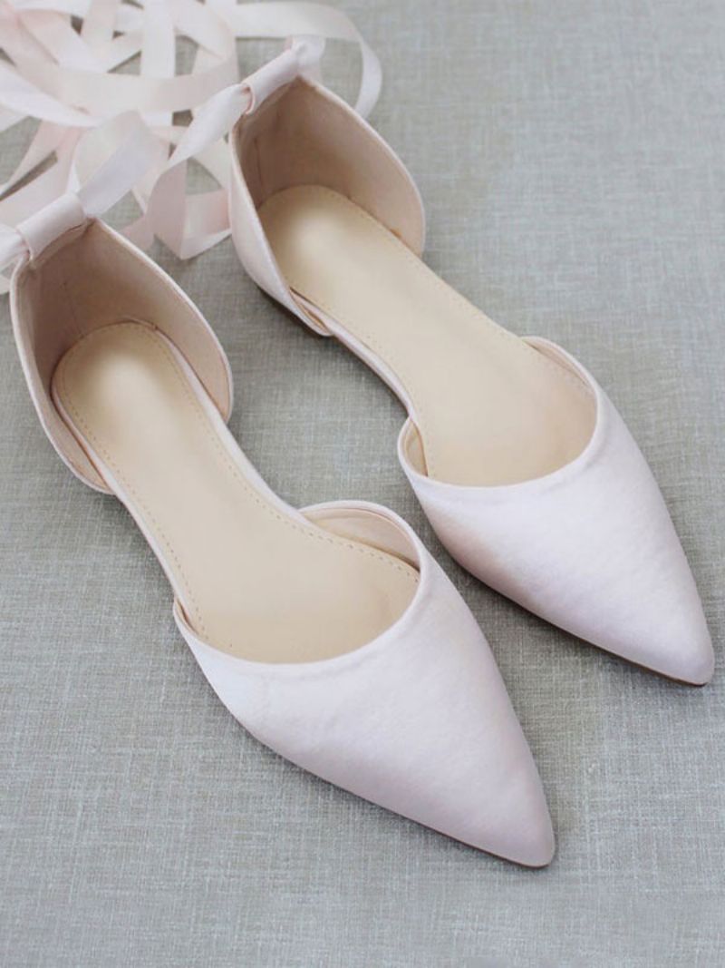 Kvinder Ballerinaer Sløjfer Tåspids Satin Snørebånd Eric White Ballet Flats - Lyserød