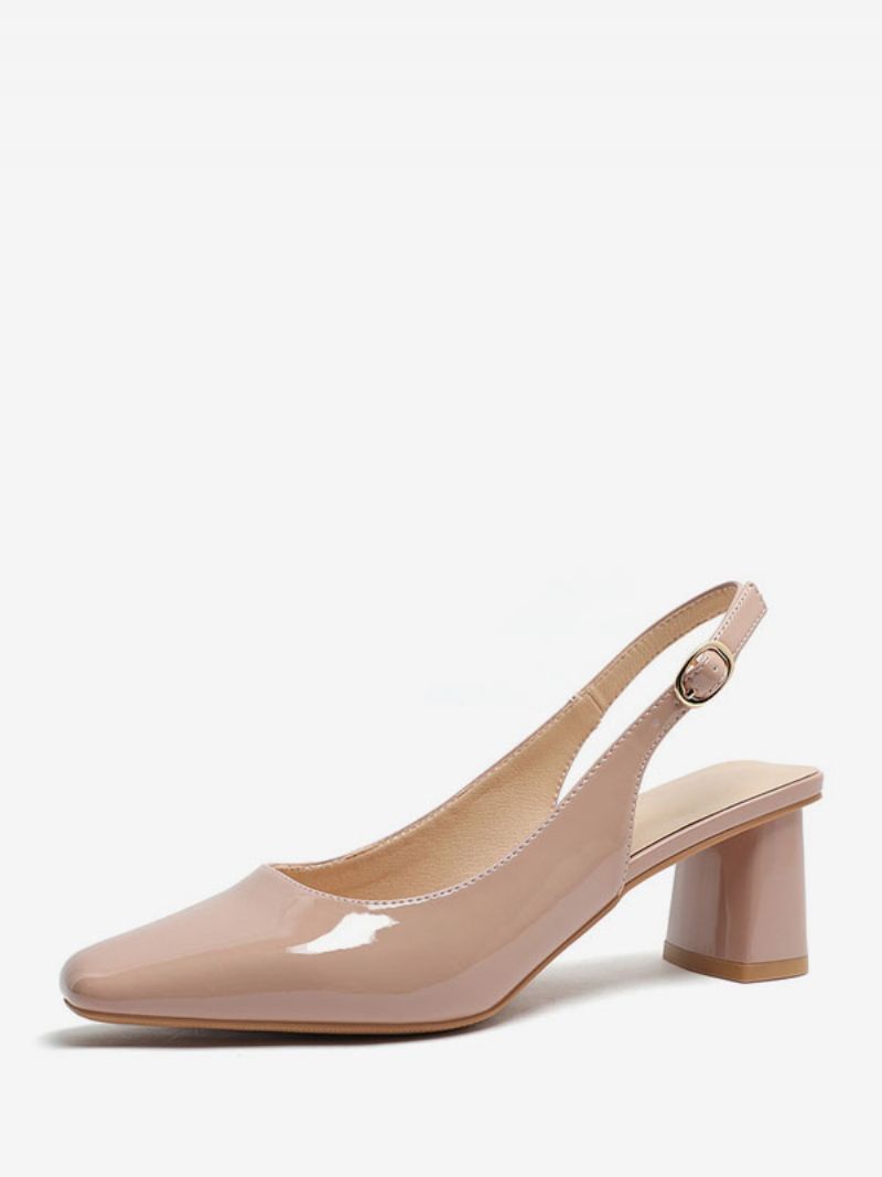 Kvinder Block Heel Pumps Square Toe Slingback Hæle - Gul / Rød