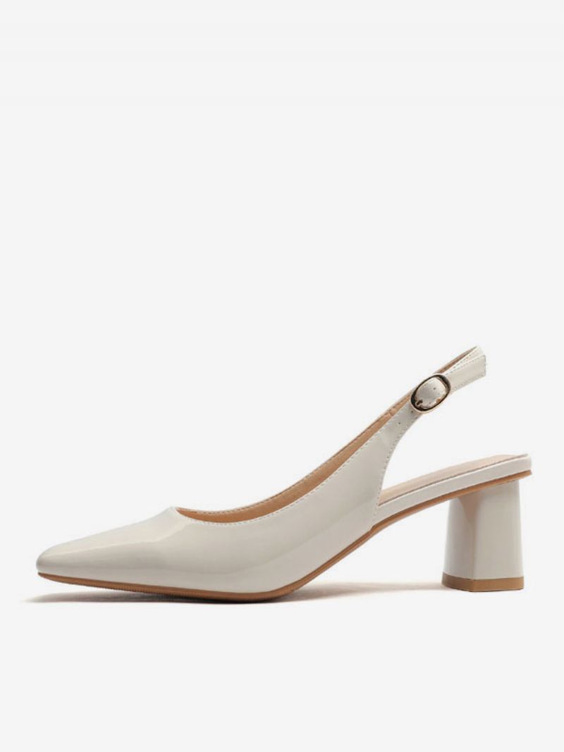 Kvinder Block Heel Pumps Square Toe Slingback Hæle - Beige