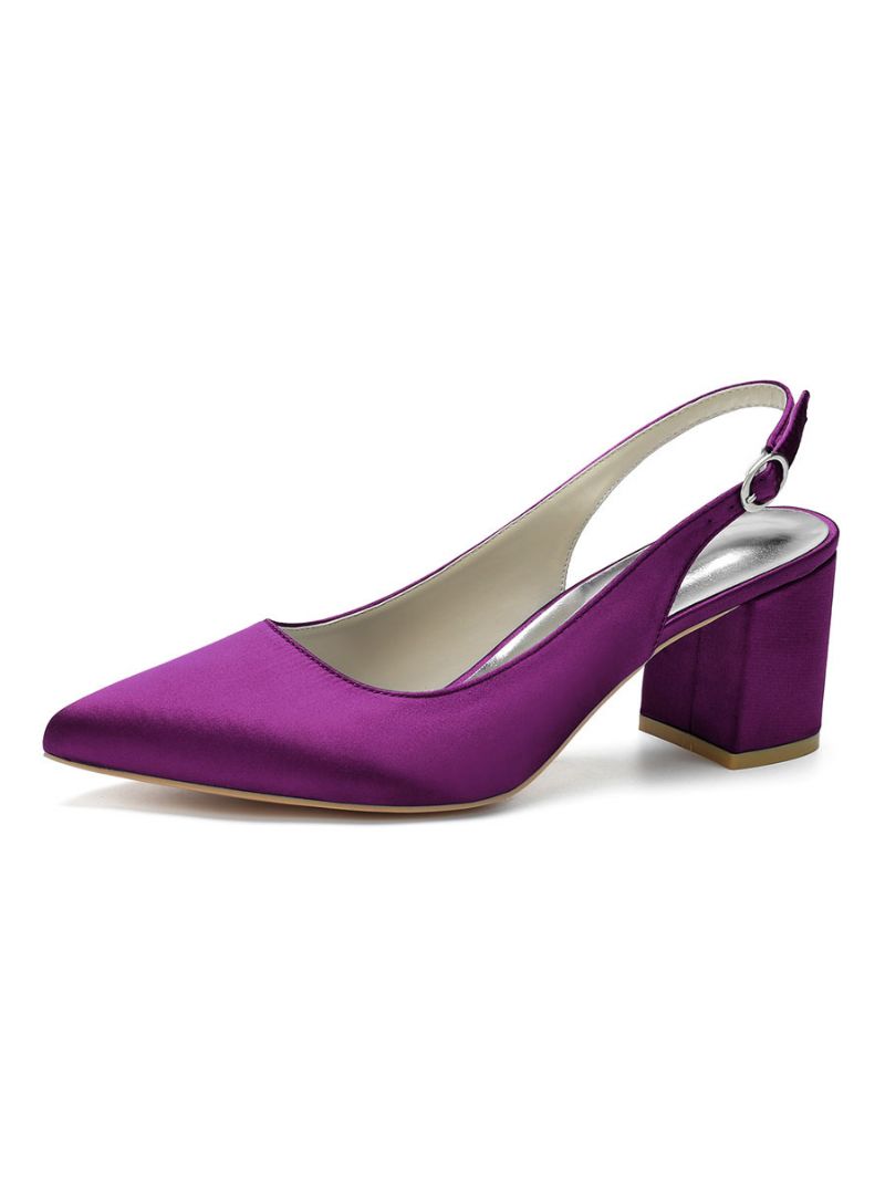 Kvinder Blokhæl Slingback Pumps Pointy Toe - Blumme