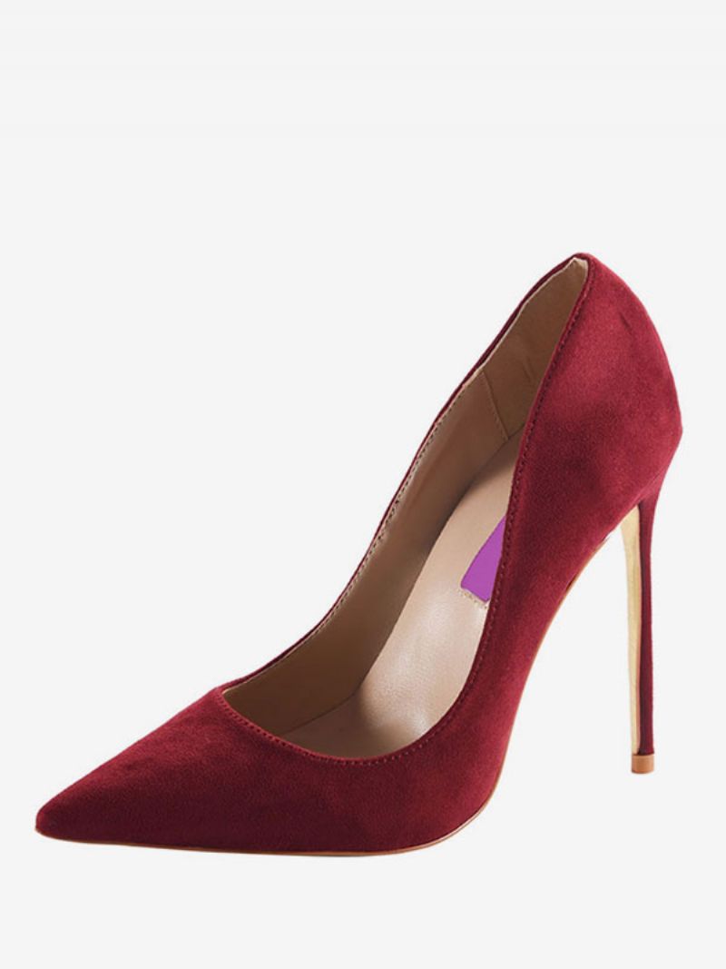 Kvinder Burgundy Ruskind Spidstå Basic Pumps Stiletto Heels Dress Sko