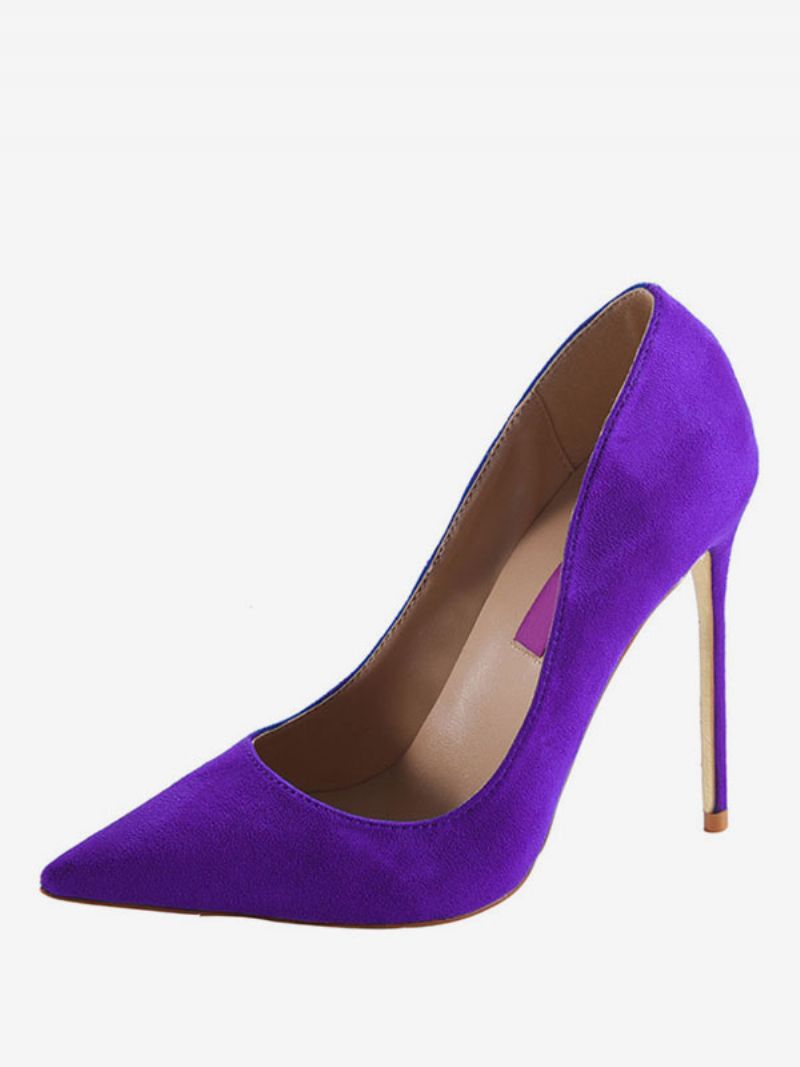 Kvinder Burgundy Ruskind Spidstå Basic Pumps Stiletto Heels Dress Sko - Lilla