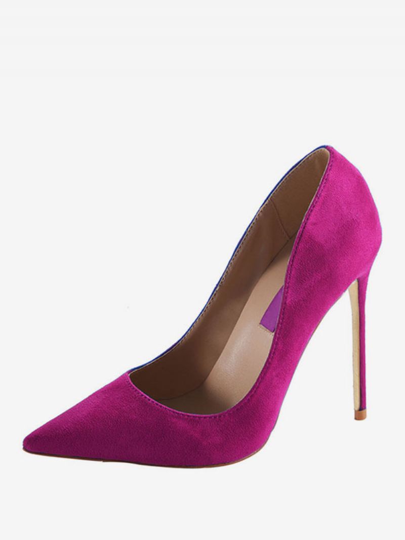 Kvinder Burgundy Ruskind Spidstå Basic Pumps Stiletto Heels Dress Sko - Rose