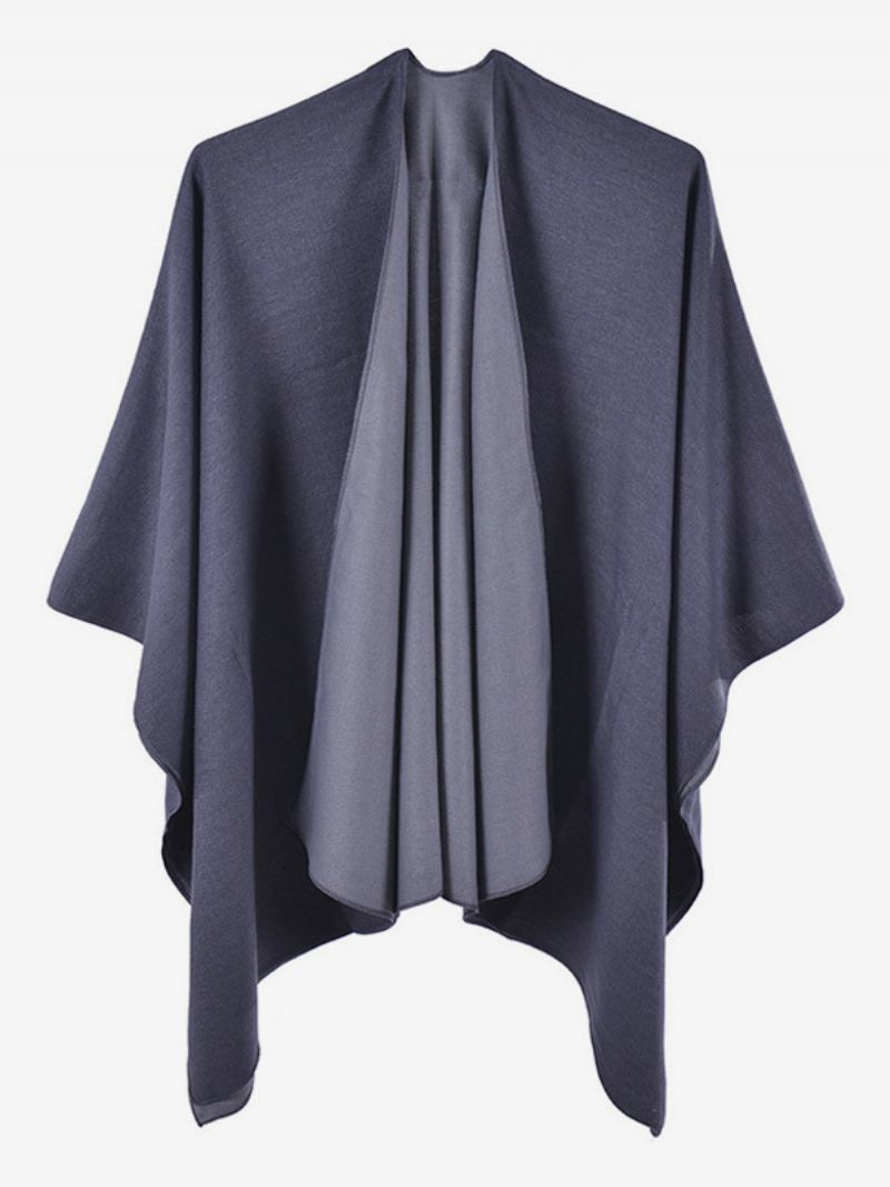 Kvinder Cape Color Block Oversized Daily Casual Fall Winter Poncho - Dyb Grå