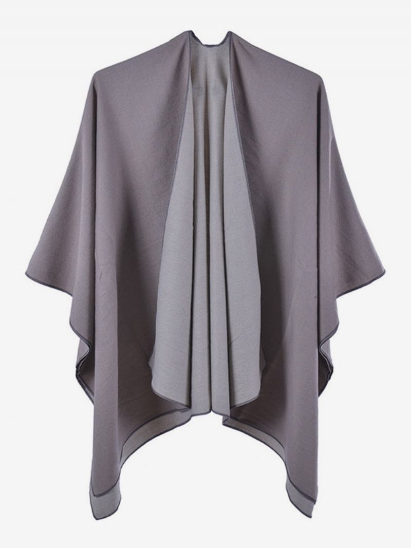 Kvinder Cape Color Block Oversized Daily Casual Fall Winter Poncho - Lysgrå