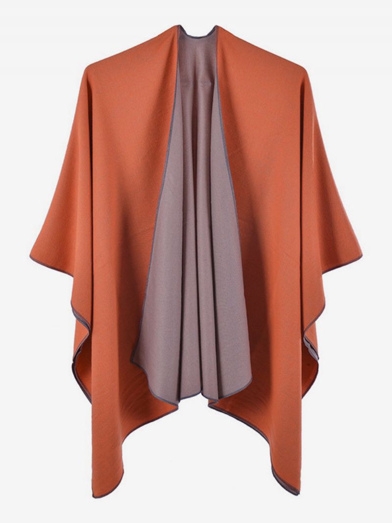 Kvinder Cape Color Block Oversized Daily Casual Fall Winter Poncho - Orange