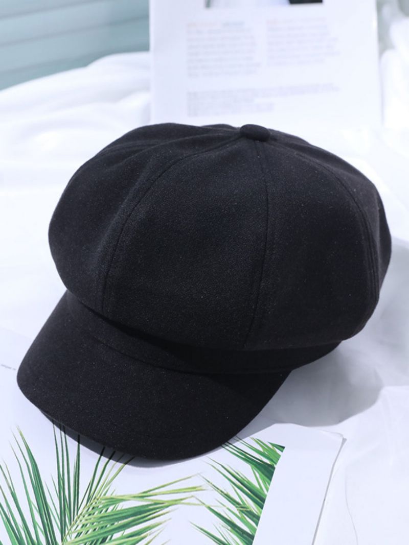 Kvinder Hatte Smukke Akryl Fiber Kaffe Brun Baret - Sort