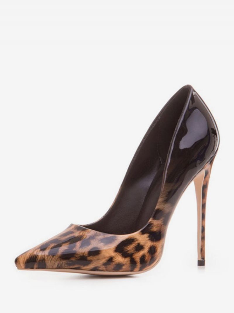 Kvinder Høje Hæle Spidstå Leopardprint Stiletto Prom Heel Pumps - Sort