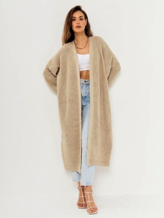 Kvinder Longline Cardigan Åben Front Drop Skulder Casual Elegante Sweatere