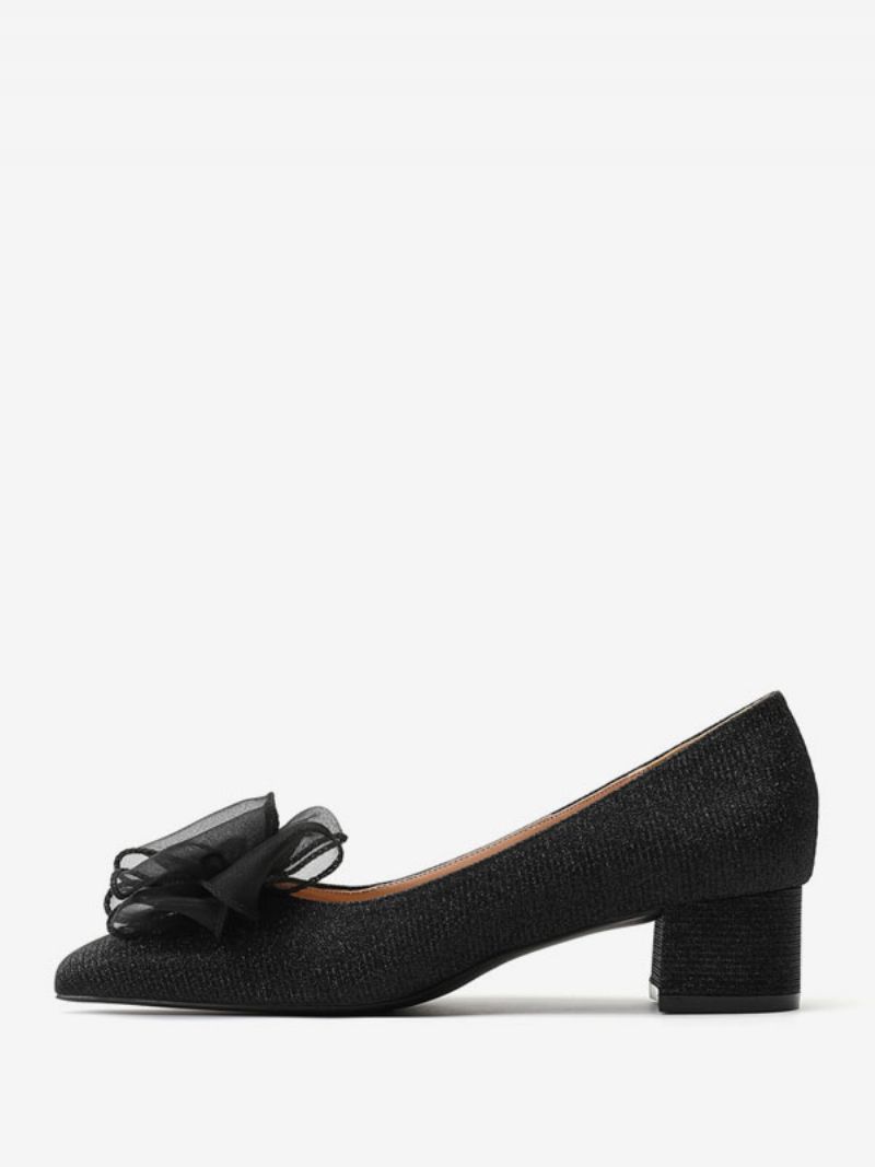 Kvinder Mellem-lave Hæle Slip-on Sløjfer Square Toe Pumps Chunky Heel Office & Career Black - Sort