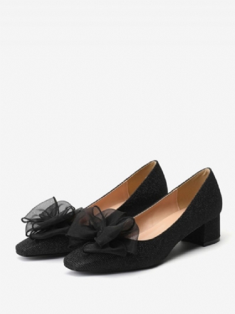 Kvinder Mellem-lave Hæle Slip-on Sløjfer Square Toe Pumps Chunky Heel Office & Career Black