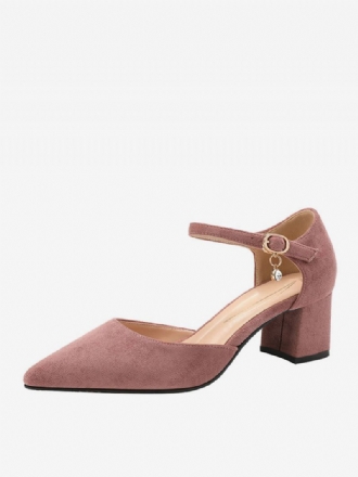 Kvinder Mellem-lave Hæle Spidstå Chunky Hæl Slip-on Fantastiske Metaldetaljer Ruskind Blød Pink Pumps